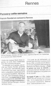 Music Axion organise un masterclass/concert unique à Rennes avec Patrick Rondat, Gael Feret et JC Bauer 